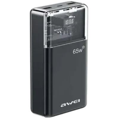AWEI P109K 30,000mAh – 65W Fast Charging Power Bank ( Black )