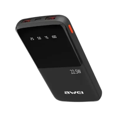 AWEI P10K 10000mAh – 22.5W Fast Charging Digital Display Power Bank ( Black )