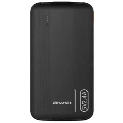 AWEI P20K 10000mAh – Slim Dual Output Fast Charging Power Bank ( Black )