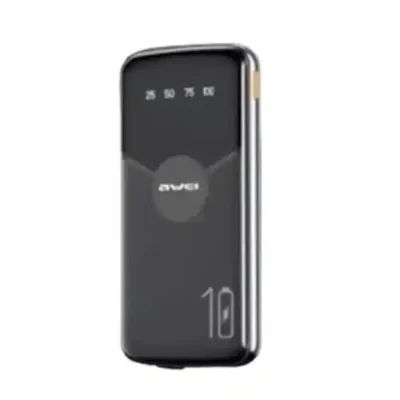 AWEI P32K 10000mAh – Slim Fast Charging Power Bank with Digital Display ( Black )