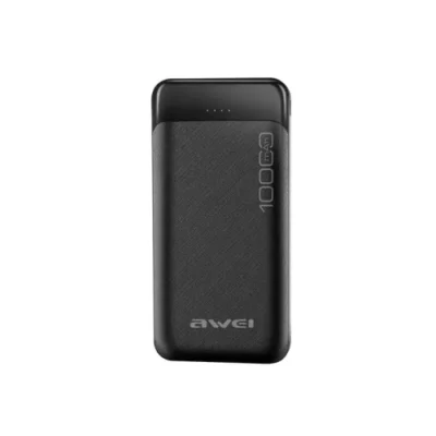 AWEI P37K 10000mAh – Slim Dual USB Fast Charging Power Bank ( Black )