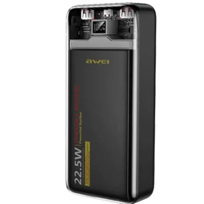 AWEI P78K 20,000mAh – Massive Capacity 22.5W Super Fast Charging Power Bank ( Black )