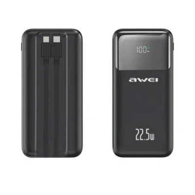 AWEI P88K 10000mAh – Self-Wired Mini Fast Charging Power Bank ( Black )