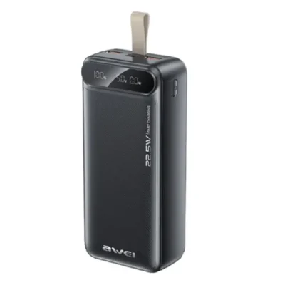 AWEI PA-12 30000mAh – Slim Dual USB Fast Charging Power Bank ( Black )