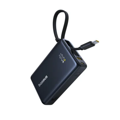 Baseus PicoGo Pro 10000mAh 22.5W Fast Charging Powerbank – Inbuilt USB-C & Lightning Cable (Black)