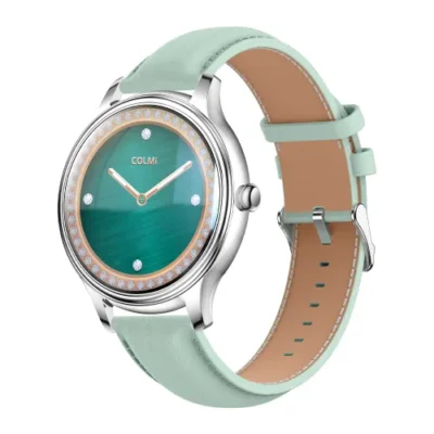COLMI L28 – Silicon and Leather Strap Smartwatch ( Black, Green, Beige, Purple )