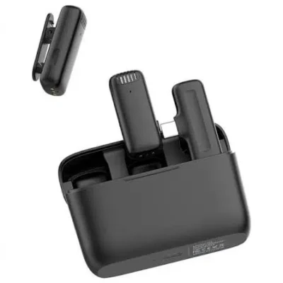 ULANZI J12 Microphone with Type-C and Lightning Adapter – Wireless Microphone ( Black )