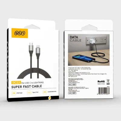 QCY DC23 27W – Type-C to Lightning Cable ( Black )